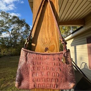 Brahmin Lorelei Dusty Pink Melborne crocodile embossed leather shoulder bag